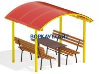 Стол и лавки под навесом МАФ 4005 в Санкт-Петербурге
