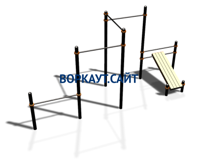 Воркаут комплекс разноуровневых турников со скамьей для пресса ВС-37 в Санкт-Петербурге