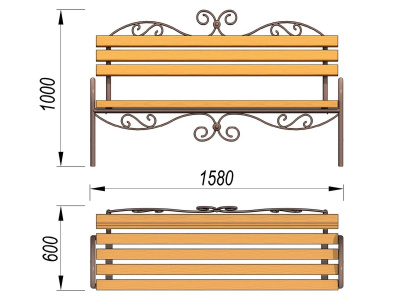 Лавочка кованная МАФ 1606 в Санкт-Петербурге