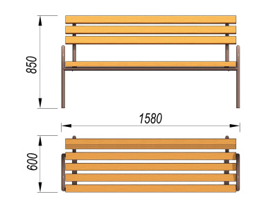 Парковая лавочка со спинкой МАФ 1605 в Санкт-Петербурге
