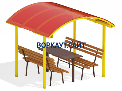 Стол и лавки под навесом МАФ 4005 в Санкт-Петербурге